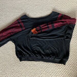 We The Free (Free People) Island Dream Black Lace Long Sleeve Top Women's XS